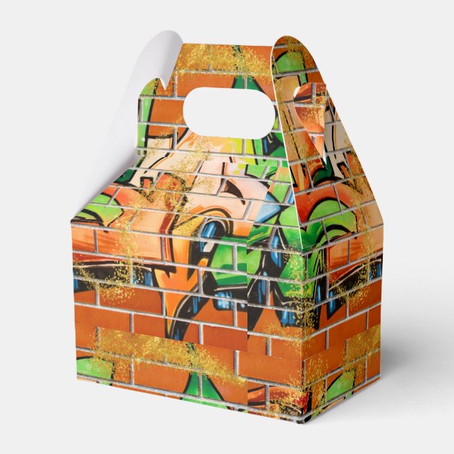 Coole Städtische Graffiti mit Imitaten Glitzer Geschenkschachtel (Vorderseite)