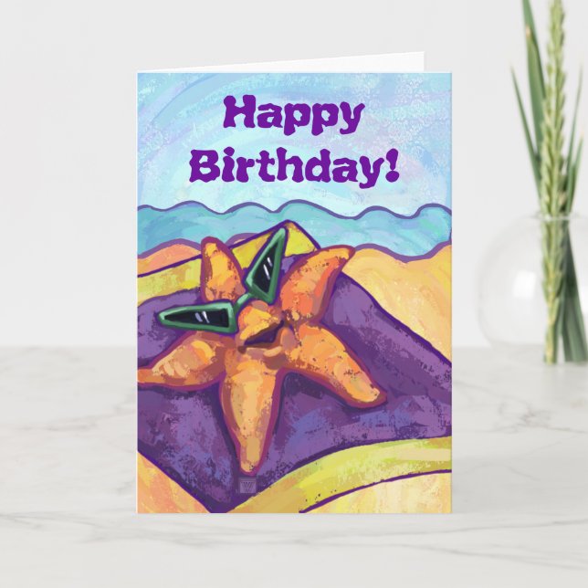 Coole Starfish Happy Birthday Card Karte (Vorderseite)