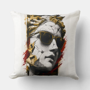 Coole Statue mit Sonnenbrille – Antike Weisheit mo Kissen