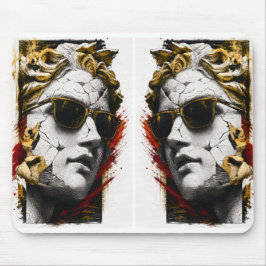Coole Statue mit Sonnenbrille – Antike Weisheit mo Mousepad