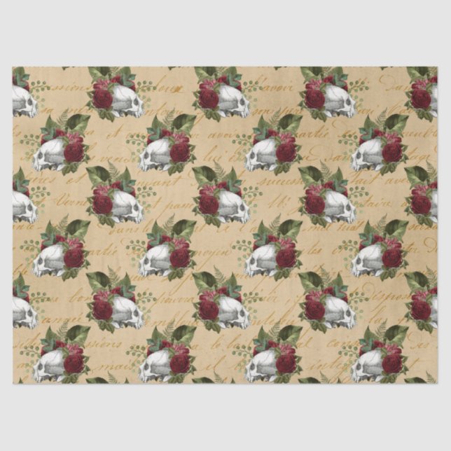 Coole Steampunkschädel und Blume Seidenpapier (Vorderseite)