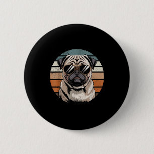 Coole stolze Mops Männer Frauen Vintage Hundebesit Button