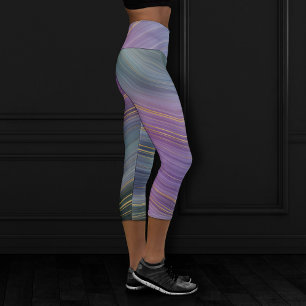 Coole Strata Beautiful Blue Lila and Gold Agate Capri Leggings