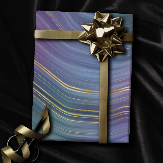 Coole Strata | Beautiful Blue Lila and Gold Agate Geschenkpapier (Von Creator hochgeladen)