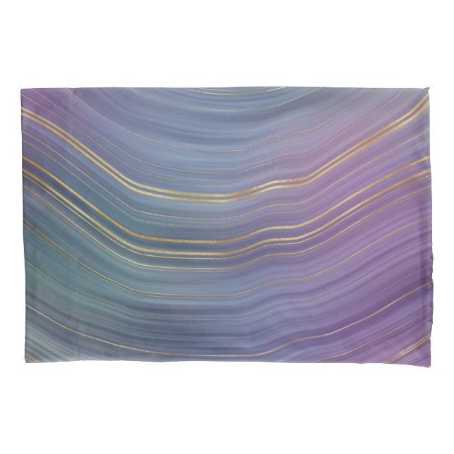 Coole Strata | Beautiful Blue Lila and Gold Agate Kissenbezug (Vorderseite)