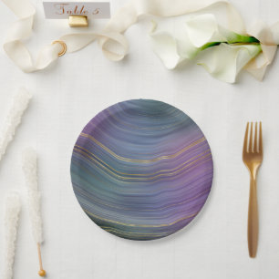 Coole Strata Beautiful Blue Lila and Gold Agate Pappteller