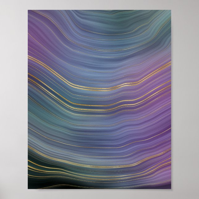 Coole Strata | Beautiful Blue Lila and Gold Agate Poster (Vorne)