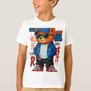 Coole Street-Bär-Sonnenbrille-Denim-Jacke-Kinder T-Shirt