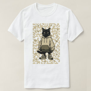 Coole Streetwear Schwarze Katze mit Kapuzenpullove T-Shirt