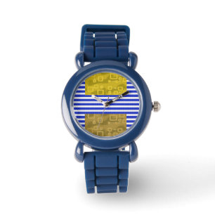 Coole Streifen Blau Gold Geometrisch Armbanduhr
