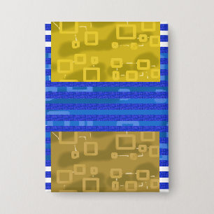Coole Streifen Blau Gold Geometrisch Button