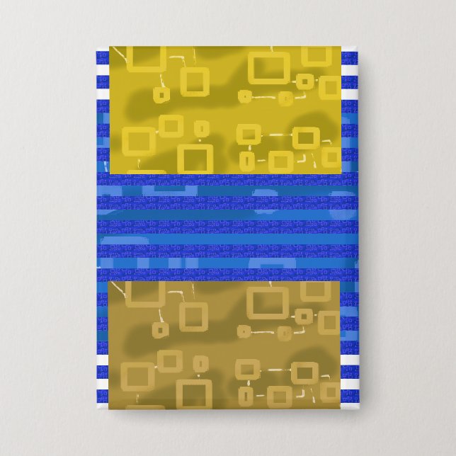 Coole Streifen Blau Gold Geometrisch Button (Vorderseite)