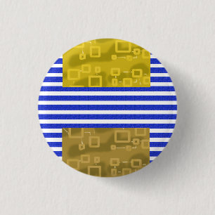 Coole Streifen Blau Gold Geometrisch Button