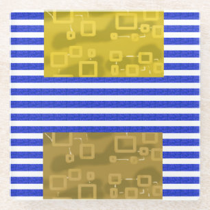 Coole Streifen Blau Gold Geometrisch Glasuntersetzer