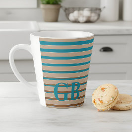 Coole Streifen braun und blau Mit Monogramm Milchtasse