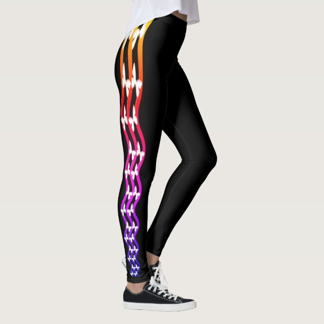 Coole Streifen mit weißer Schmetterlingsfarbe auf  Leggings (Rechts)