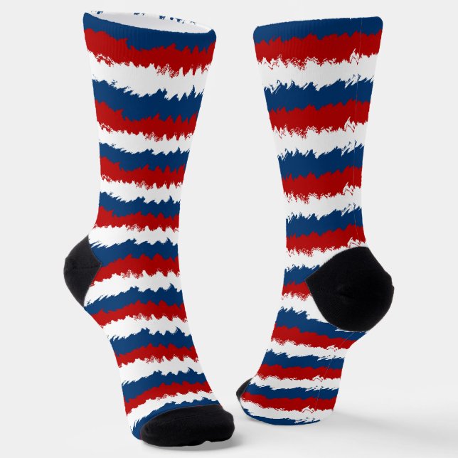 Coole Streifen rot, weiß und blau Socken (Gewinkelt)