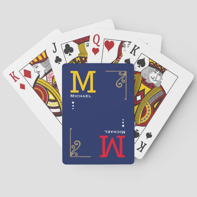 Coole Stylish Players Initial | Personalisiertes B Spielkarten (Rückseite)