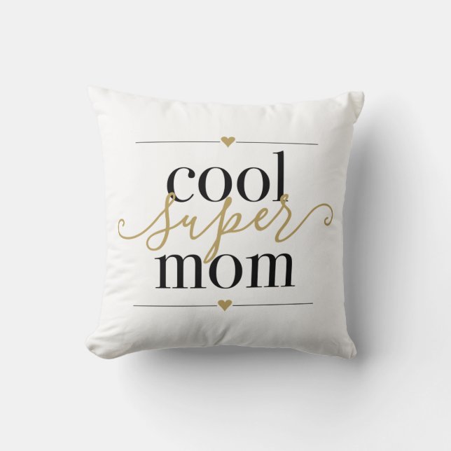 Coole Super Mama Moderne Elegante Schwarz und Gold Kissen (Vorderseite)