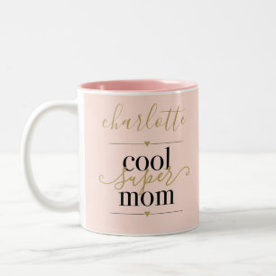 Coole Super-Mama Personalisiert Rosa und Gold Zweifarbige Tasse
