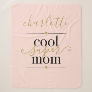 Coole Super-Mama Personalisierte Rosa und Gold Sherpadecke