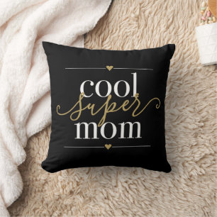 Coole Super Mama Schwarz und Gold Modern Elegant Kissen