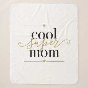 Coole Super Mama Schwarz und Gold Modernes Elegant Sherpadecke