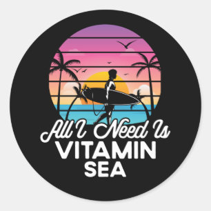 Coole Surfer-Vitamin-Seemannskunst Runder Aufkleber