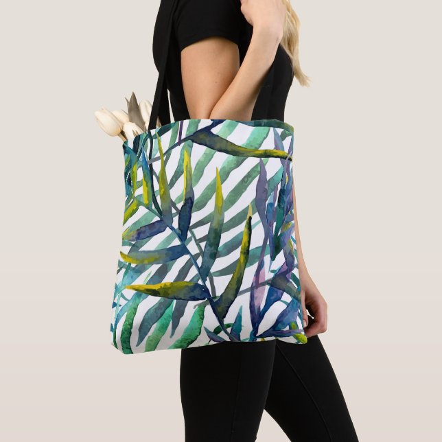 Coole süße Illustration Aquarellfarbene Blätter Tasche (Von Nahem)
