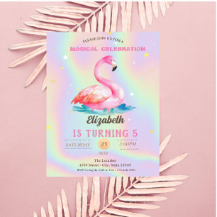 Coole süße rosa Flamingos holografisch Einladung