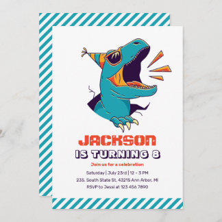 Coole T-Rex Dinosaurier Boys Geburtstag Einladung