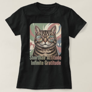 Coole Tabby-Katze mit runden Brillen Wandkunst T-Shirt