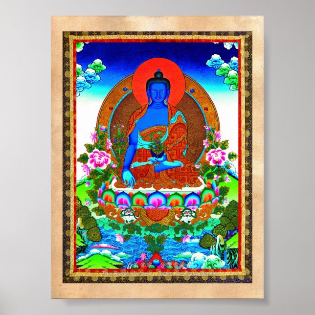 Coole Tätowierung des Tibetanthangka Bhaisajyaguru Poster (Vorne)