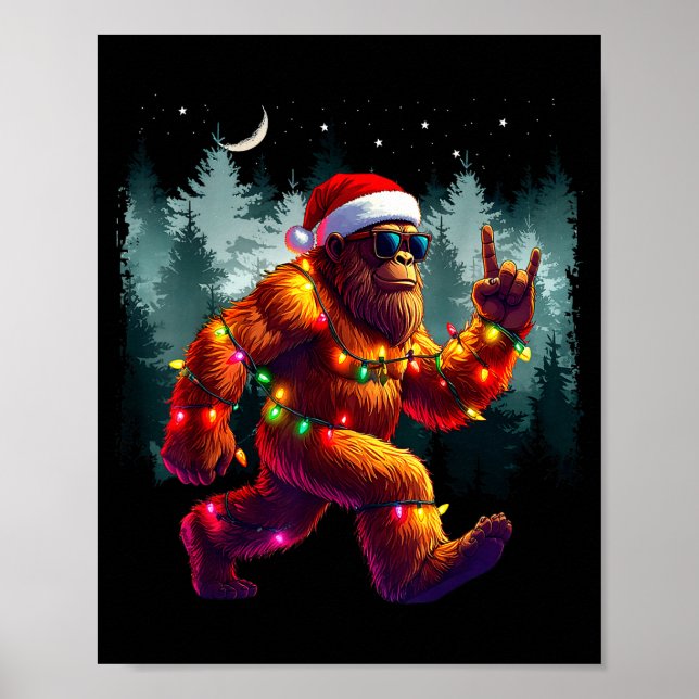Coole Teufelshörner Sasquatch Weihnachtsbeleuchtun Poster (Vorne)
