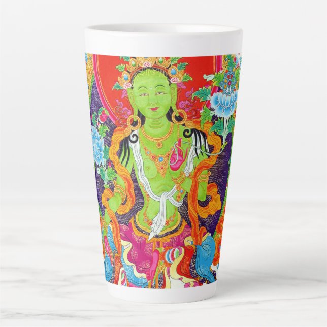 Coole tibetische Thangka grüne Tara Gott tattoo le Milchtasse (Vorderseite)