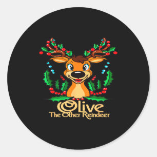 Coole Tierdesigns und mehr Olive Das Andere Rentie Runder Aufkleber