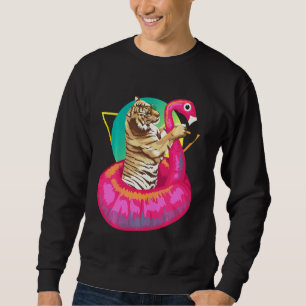 Coole Tigerabkühlung in schwimmendem Flamingo Sweatshirt
