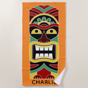 Coole Tiki Totem individuelle Name und Farbhandtuc Strandtuch