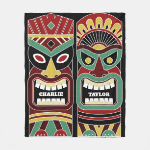 Coole Tiki Totem-Name-Fleecedecken Fleecedecke