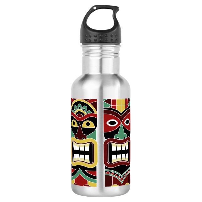 Coole Tiki Totems individuelle Name Wasserflaschen (Vorderseite)