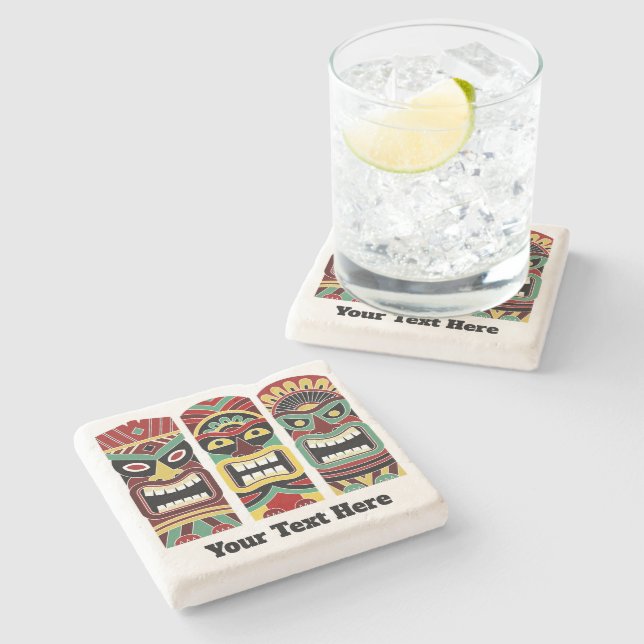Coole Tiki Totems Untersetzer für benutzerdefinier (Seitenansicht)