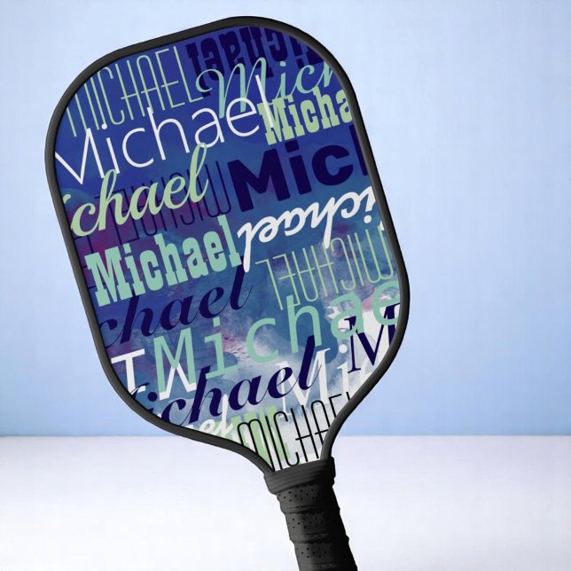 Coole Tischtennis-Spieler Name Blau Pickleball Schläger (Von Creator hochgeladen)