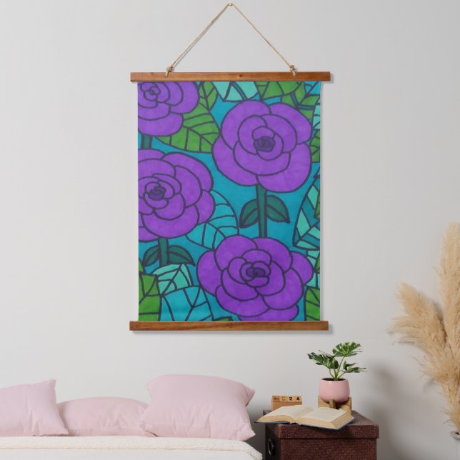 Coole Töne Dschungel Wandteppich Mit Holzrahmen (Schlafzimmer)