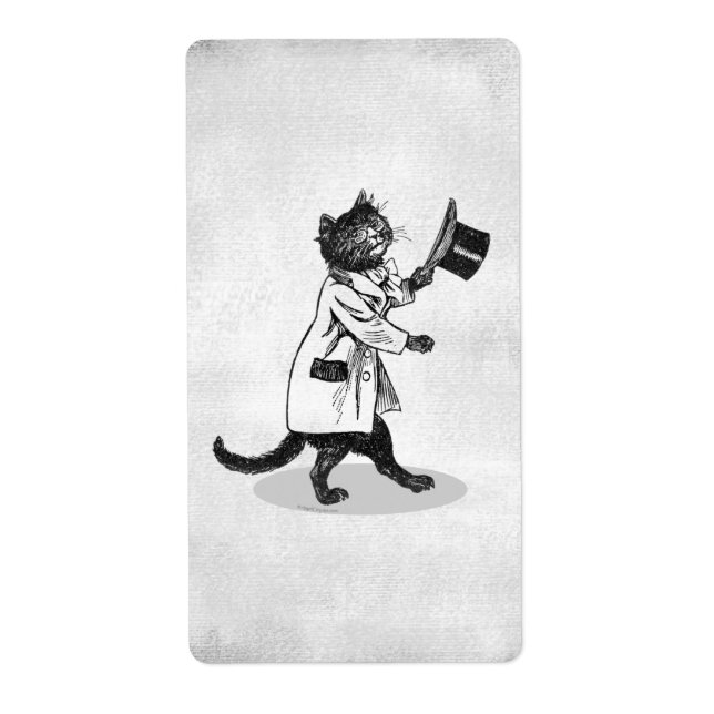 Coole Top Hat Katzen Ätzen Imitate Leinwand Labels (Vorne)