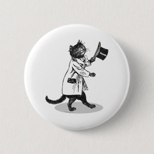 Coole Top-Hut-Katze Button