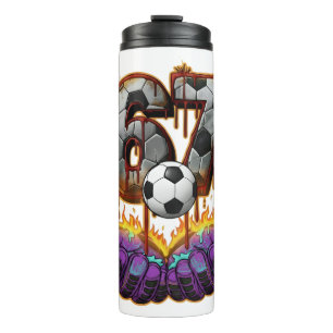 Coole Torwart-Fußballtrikot Nummer 67 Kunst Thermosbecher