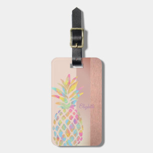 Coole trendige gestreifte, bunte Ananas Gepäckanhänger