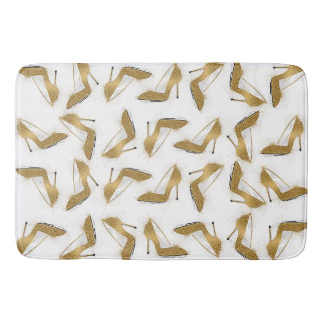 Coole trendige Imitate Gold Glitzer High Heels Sch Badematte (Vorderseite)