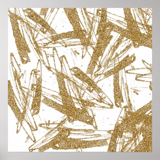 Coole trendige Imitate Goldpinselpinsel aus Glitze Poster (Vorne)