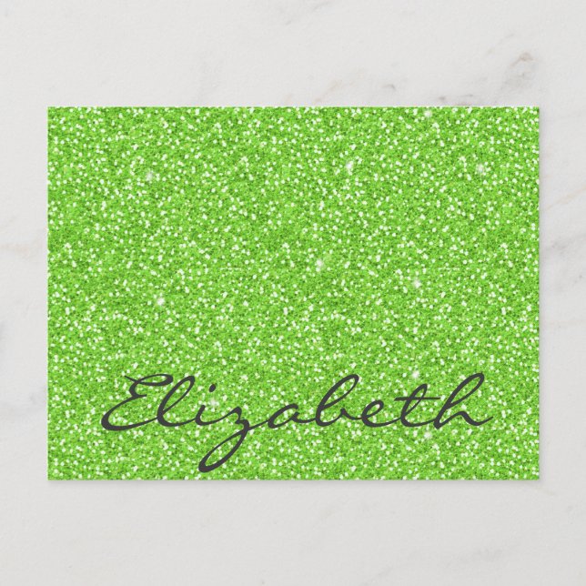 Coole trendige, lebendige neongrüne Imitate Glitze Postkarte (Vorderseite)